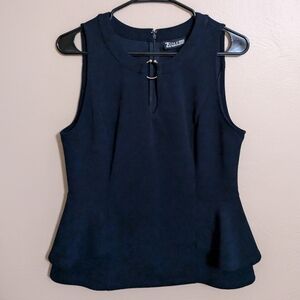 New York & Company Navy Peplum Style Sleeveless Dress Top